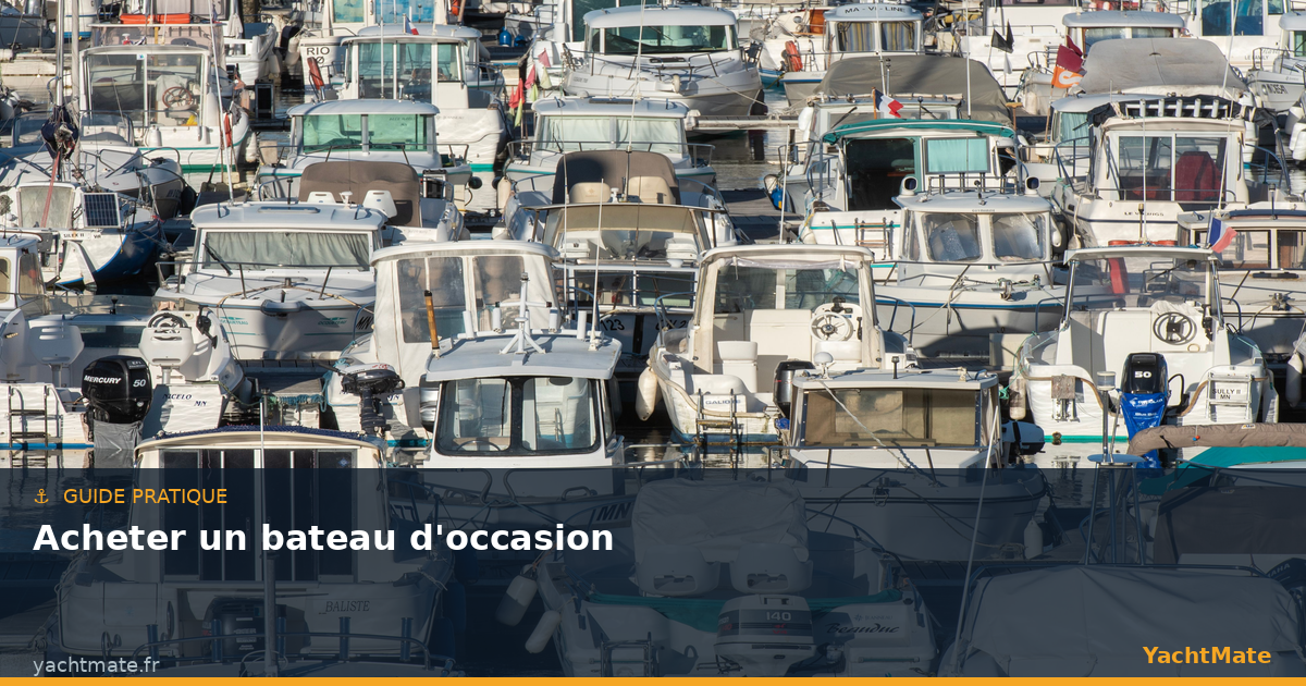 Bateaux d'occasion alignés dans un port de plaisance
