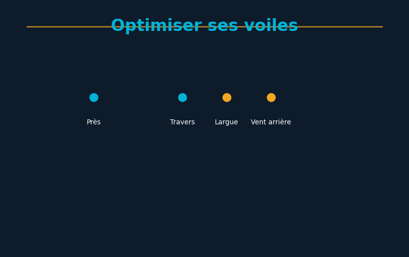 Diagramme de trim de voile - positions du car et drisse