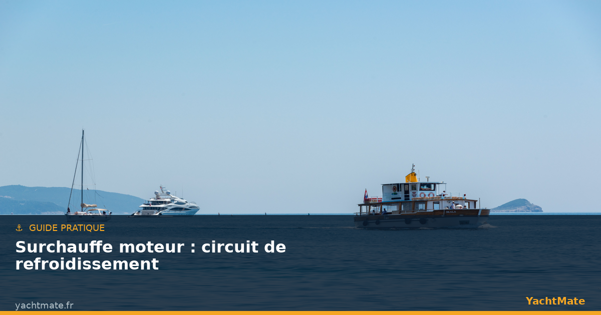 Bateau à moteur naviguant en mer, illustration du refroidissement moteur